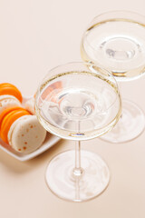 Pairing of champagne and delicate macaroons