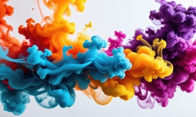 Obraz premium Vivid abstract ink clouds in motion with bright colorful swirls and dynamic fluid patterns