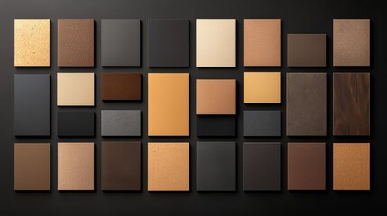 A Variety of Textured Material Samples Arranged in a Grid for Design Inspiration