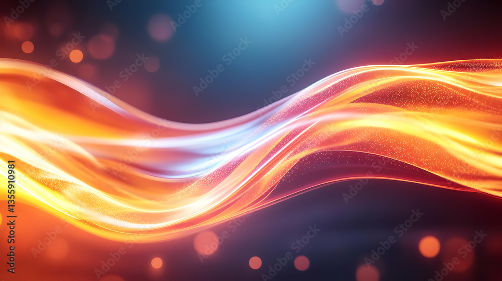 Wall mural an abstract wave of colorful light swirls gracefully, creating a mesmerizing flow of vibrant hues an