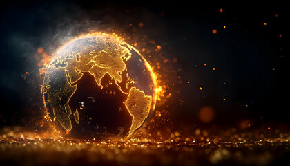 An illuminated globe representing Earth, glowing with vibrant energy and highlighting the urgency of environmental awareness.