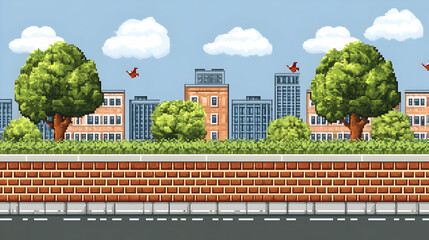 Pixelated Cityscape Background