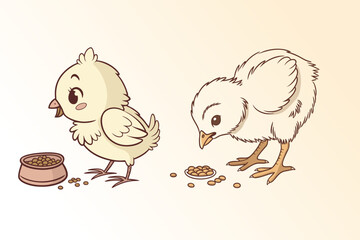 Cute chiks vector solated on white background.