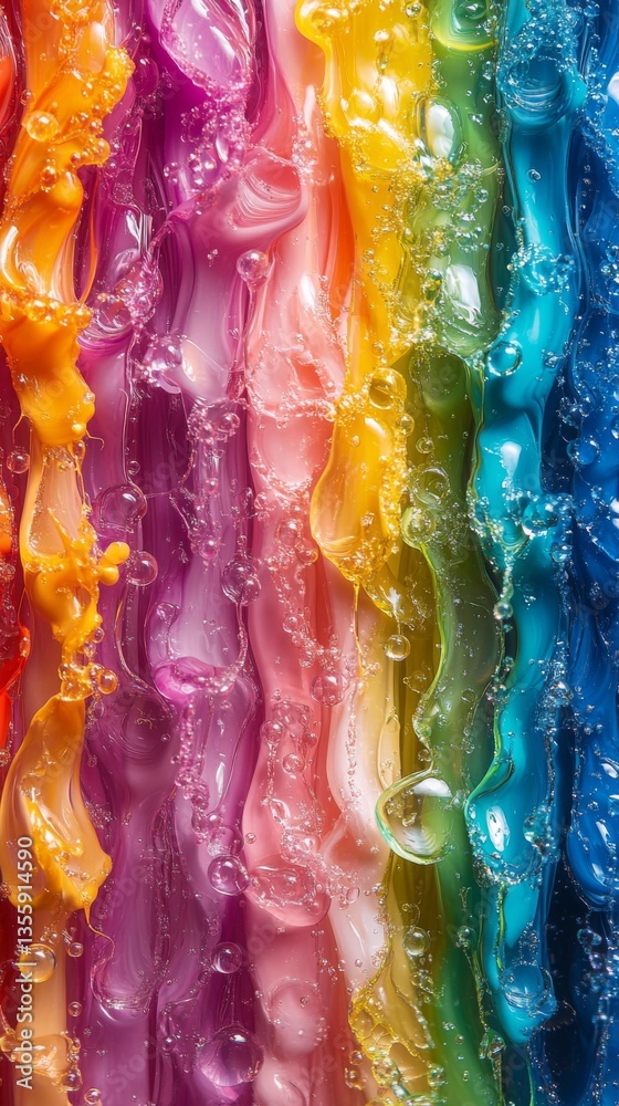 Canvas Prints a vibrant cascade of colors in liquid form. each hue flows beautifully into the next creating a mesm