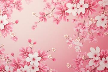Copy space pattern nature art sakura flower are pink cool tone design for print decorate product and other. tree, kimono, cool tone, ornament, painting, paint, branch, backgrounds, pink flowers.