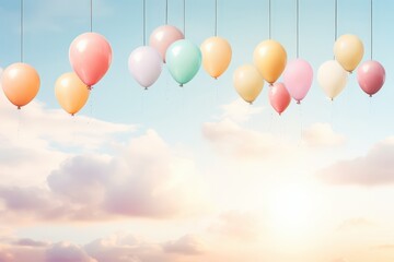 Balloons Ascending Through Sunset Clouds, Celebration