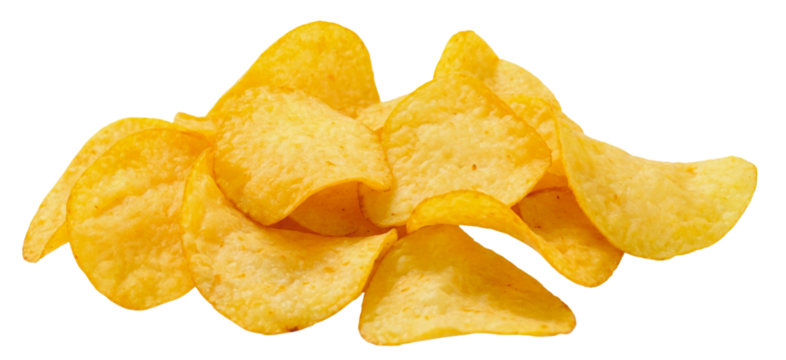 Delicious potato chips cut out



