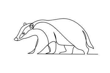 Continuous Line Drawing of a Walking European Badger © Chaya