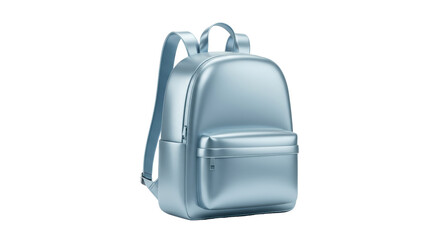 Isolated Metallic Blue Backpack for School and Travel