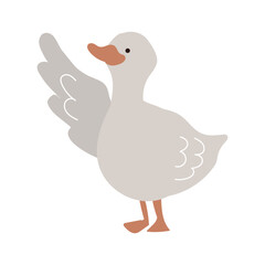 指差す横向きのアヒルの手描きイラスト