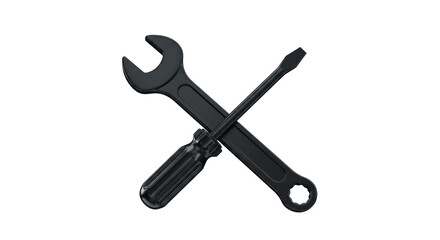 Isolated Screwdriver and Wrench Crossed for Repair and Maintenance
