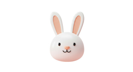 Isolated Cute White Bunny Head for Easter and Spring