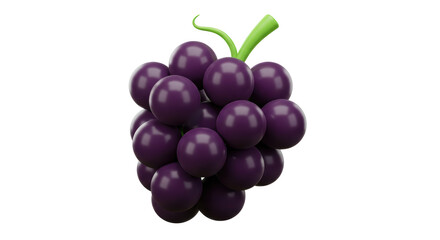 Isolated Purple Grapes 3D Render for Health and Food