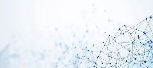 Fototapeta premium Blue Technology Connection Web on White Background.