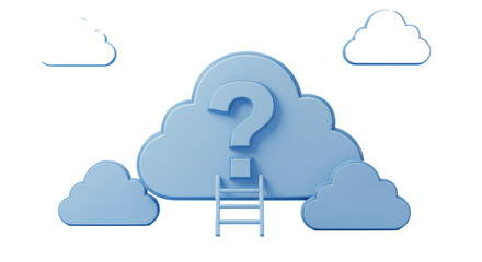 Isolated Question Mark Cloud Symbol for Pondering Solutions in 3D Render