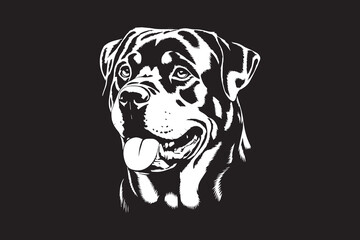 Rottweiler dog  Black and White Vector