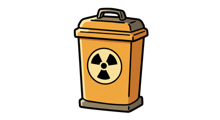 Isolated Radioactive Symbol in Trash Can 3D Render