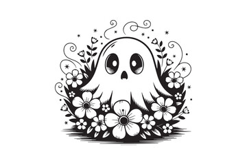 ghost flowers Black and White Vector