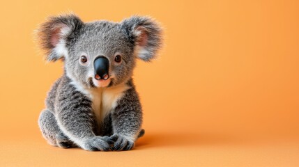 Obraz premium Adorable Koala Sitting on Orange Background with Cute Expression
