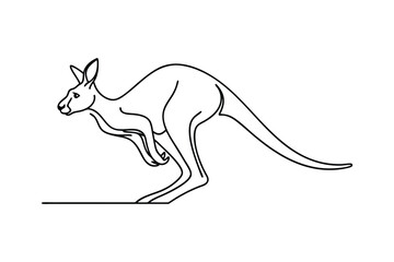 Kangaroo cartoon vector illustration jumping in a wild nature setting