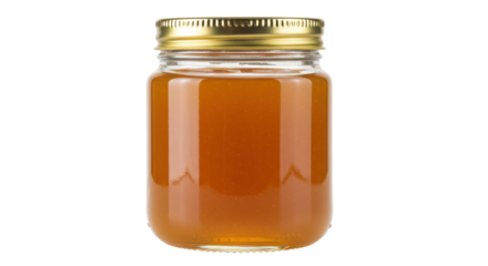 Isolated Jar of Golden Honey with Metallic Lid