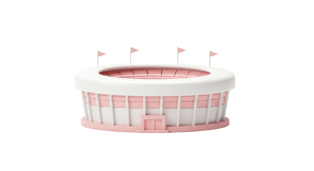Isolated Small Pink Stadium With Flags