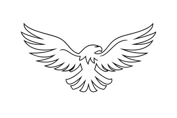 Majestic Bald Eagle Line Art Wings Spread, Freedom, Soaring
