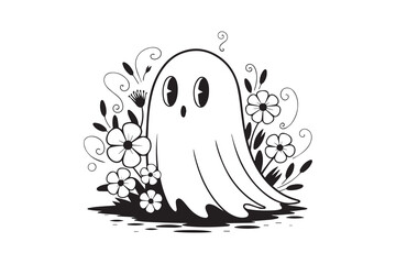 ghost flowers Black and White Vector