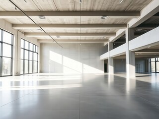 Empty Modern Industrial Loft Space with Large Windows