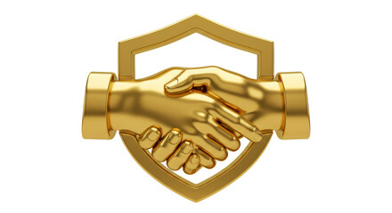 Isolated Golden Handshake Shield