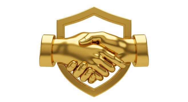 Isolated Golden Handshake Shield