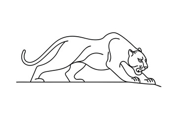 Majestic Panther Line Art Elegant, Wild Cat, Single Line Drawing