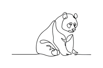Elegant SingleLine Panda Drawing, Minimalist Art, Wildlife Illustration