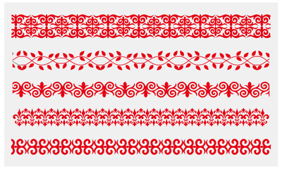 A vintage-style ornamental design featuring a filigree heraldic crest, calligraphic motif, and floral-patterned horizontal divider.