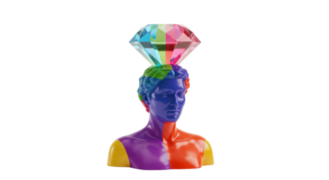 Isolated Colorful Bust with Diamond Crown