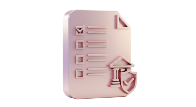 Isolated Document with Checkmark and Shield, Representing Financial Security