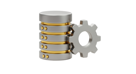 Isolated Database Stack with Gear Symbolizing Management