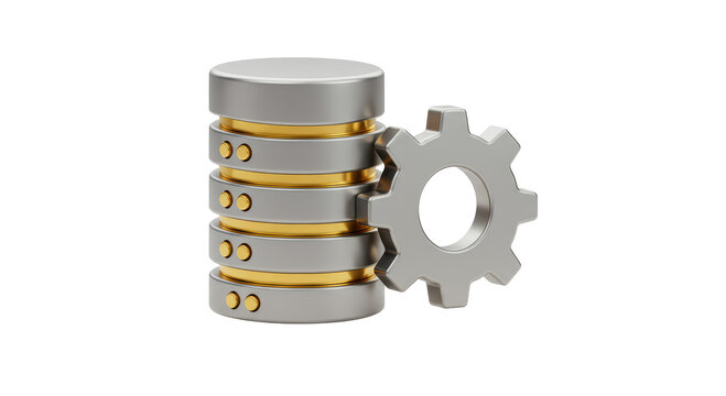 Isolated Database Stack with Gear Symbolizing Management