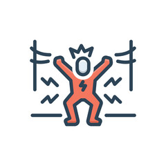Color illustration icon for electrical shock