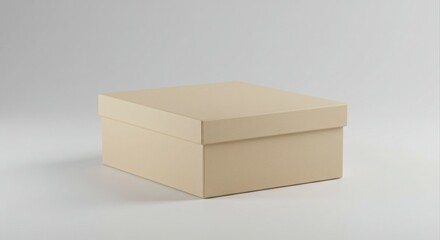 Empty beige gift box sits neatly.