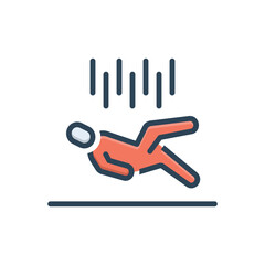 Color illustration icon for falling