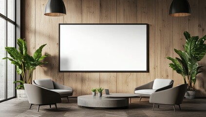 Modern Minimalist Living Room Design with Empty Frame