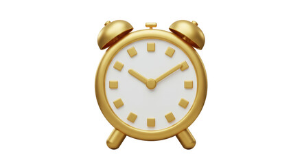 Isolated Golden Alarm Clock with Classic Design
