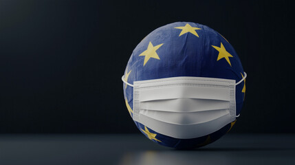 Symbolism of Protection: A globe symbolizing the EU, masked, offers a thought-provoking commentary on global health and solidarity.