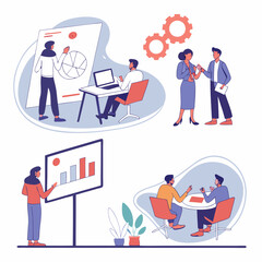business people icons set