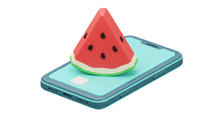 Isolated Smartphone with Slice of Watermelon