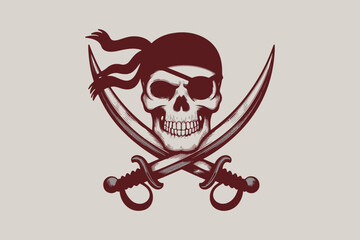 pirate skull Black and White Vector