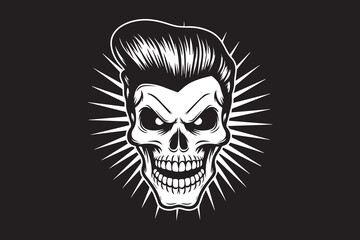 skull hairstyle Black and White Vector
