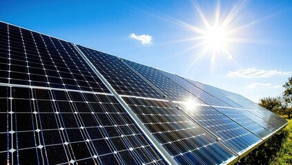 Solar Panels Under Bright Sunlight