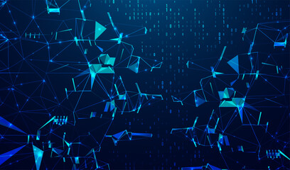 Abstract space polygonal illustration. Big data code representation. Graphic concept for your design.